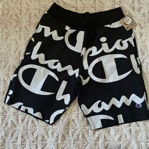 Champion Black Sweatshirt with White Stripe and Logo Tag